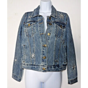 Pistola Small Denim Jean Jacket Firework Sequins Starburst 90s Y2K Art to Wear